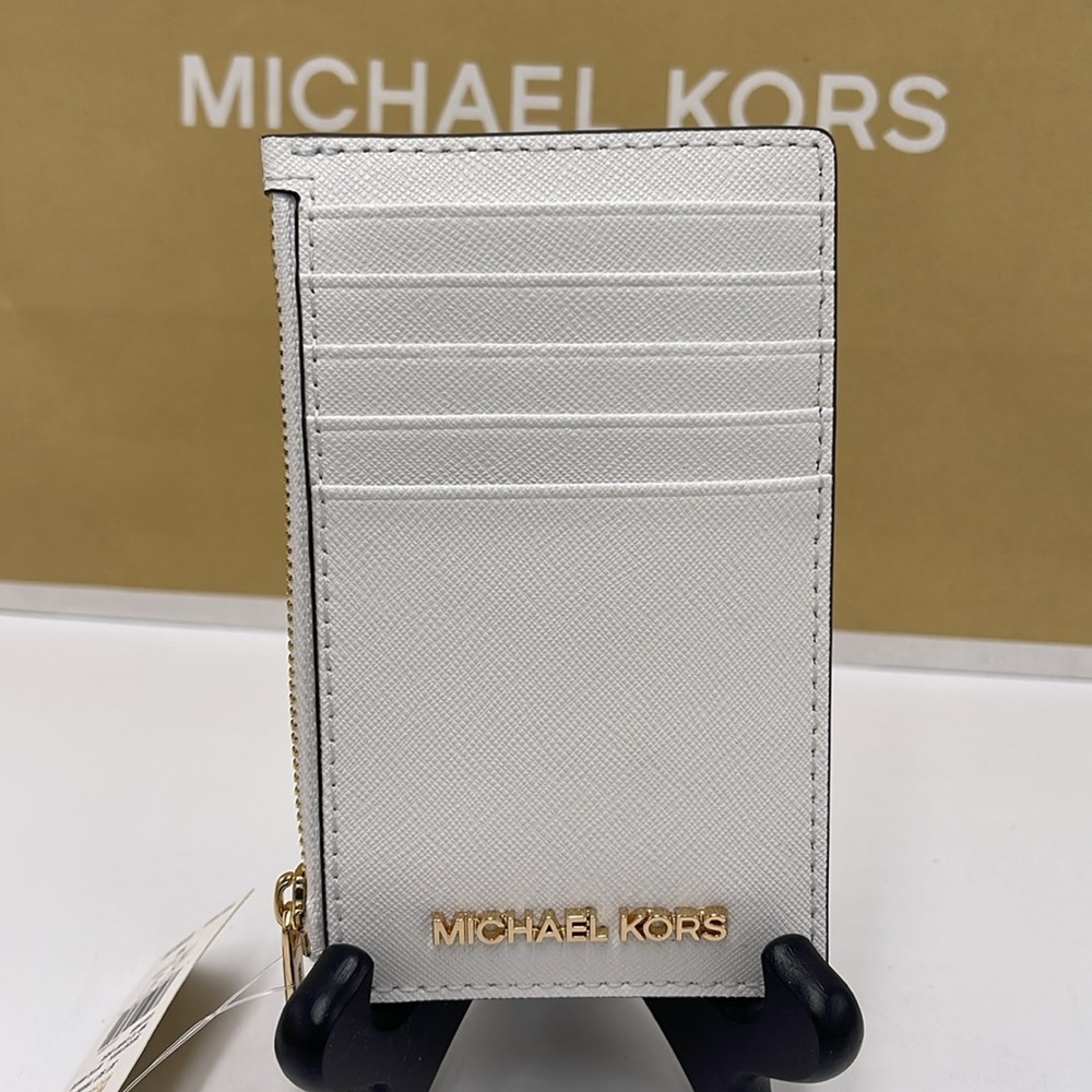 Michael Kors Jet Set Travel Medium Leather Zip Around Card Case
Optic White 
NWT - Picture 4 of 16